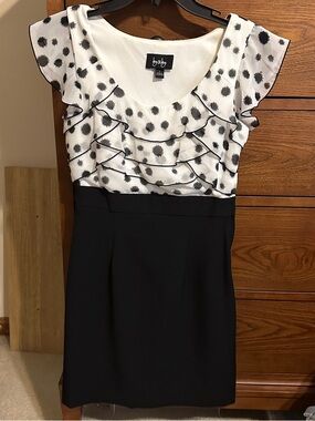 by & by Black Skirt White Polka Dot Ruffle Top Mini Dress